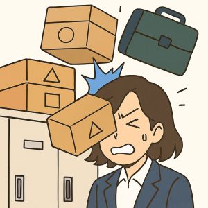 地震や振動で物が落下し、安全リスクが発生する