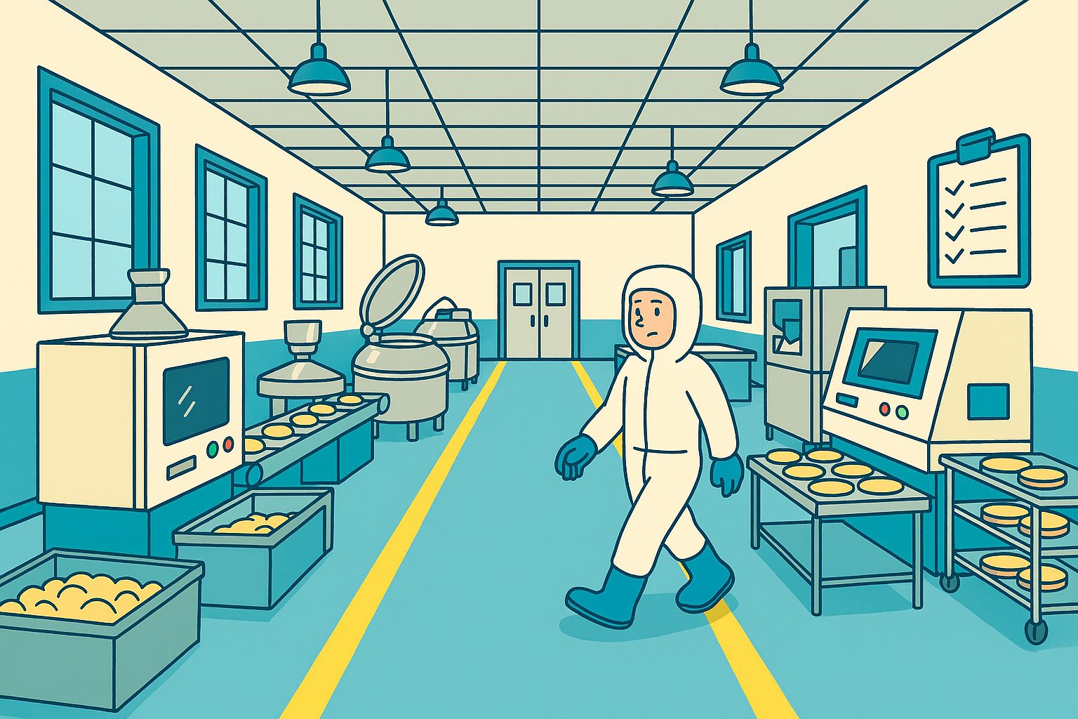 食品加工・衛生管理エリア.衛生基準を満たすための私物管理を標準化。